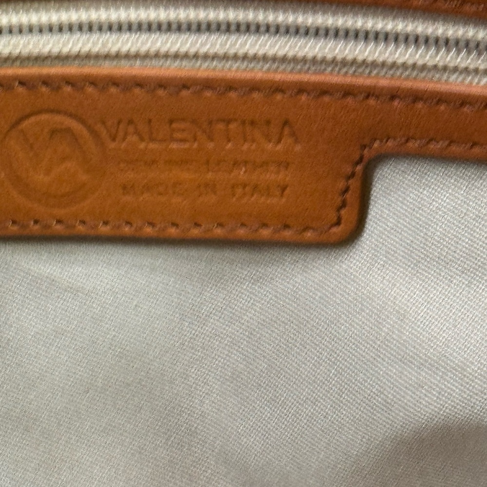 Valentina made Italy Black Shoulder Bag with Tan Strap - Picture 9 of 12